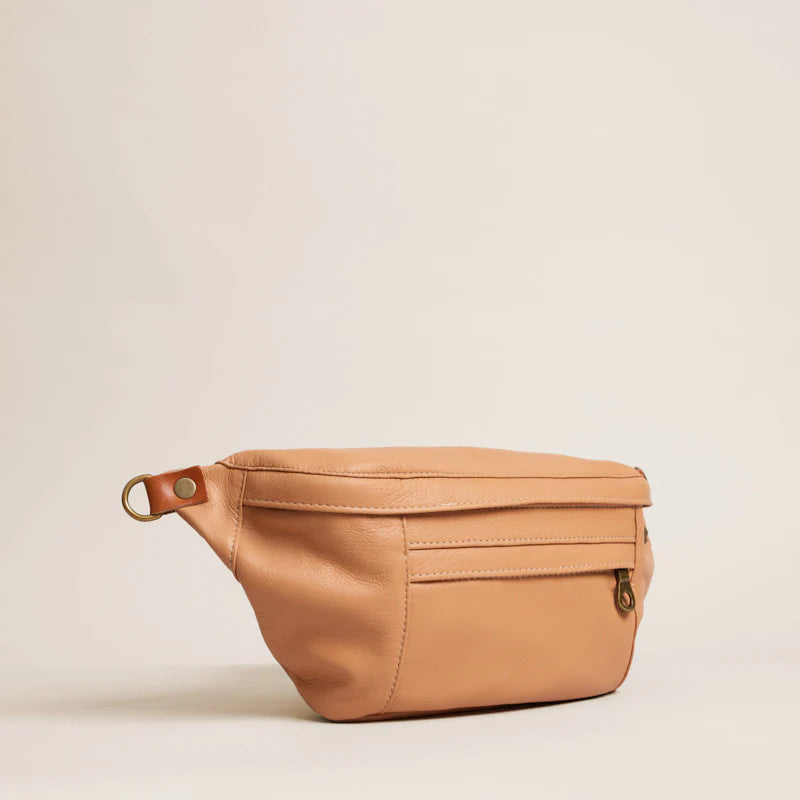 Soft Leather Dual Zip Sling Crossbody Fanny Pack
