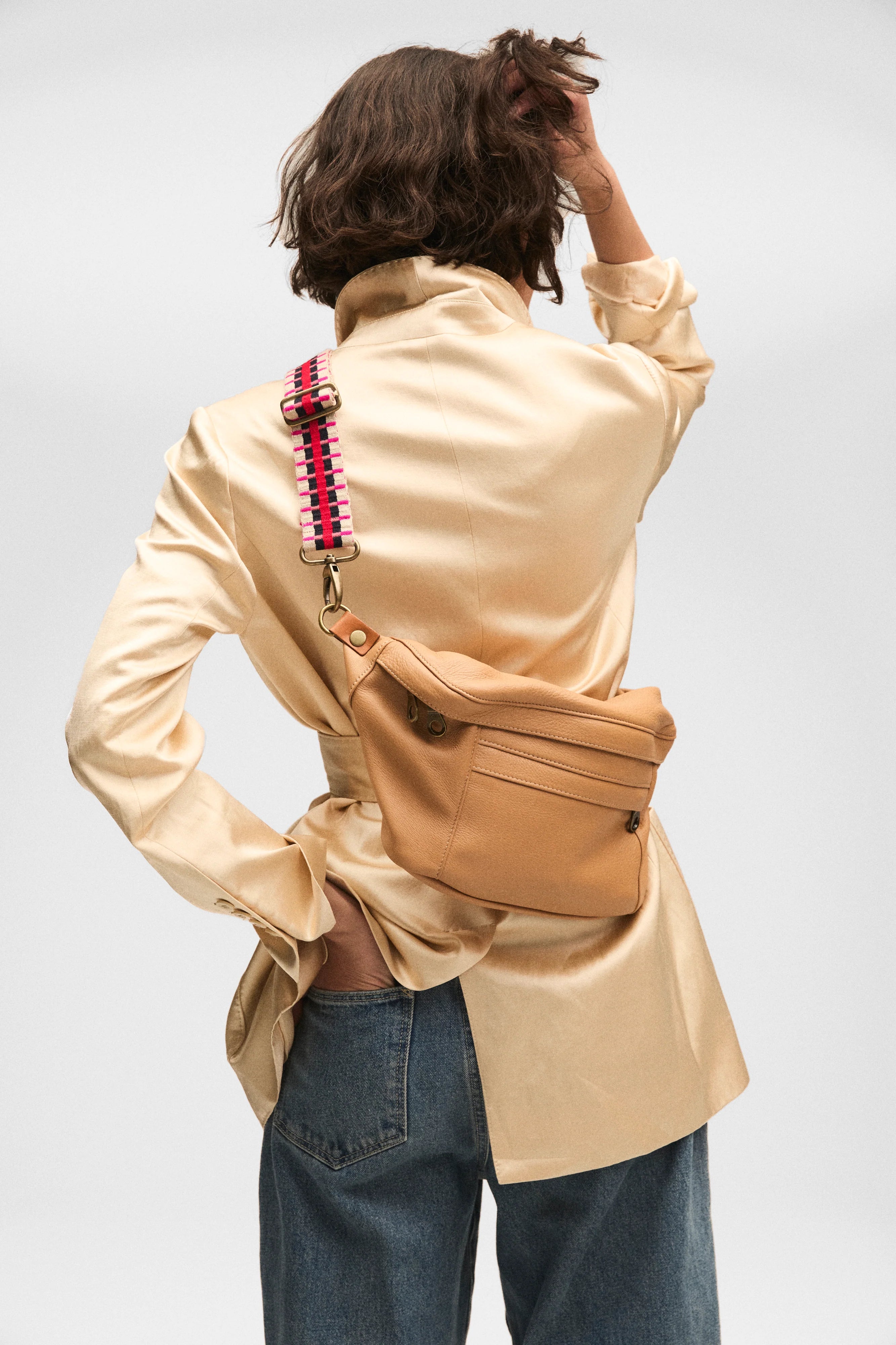 Soft Leather Dual Zip Sling Crossbody Fanny Pack