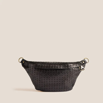 Basketweave Embossed Leather Sling Bag