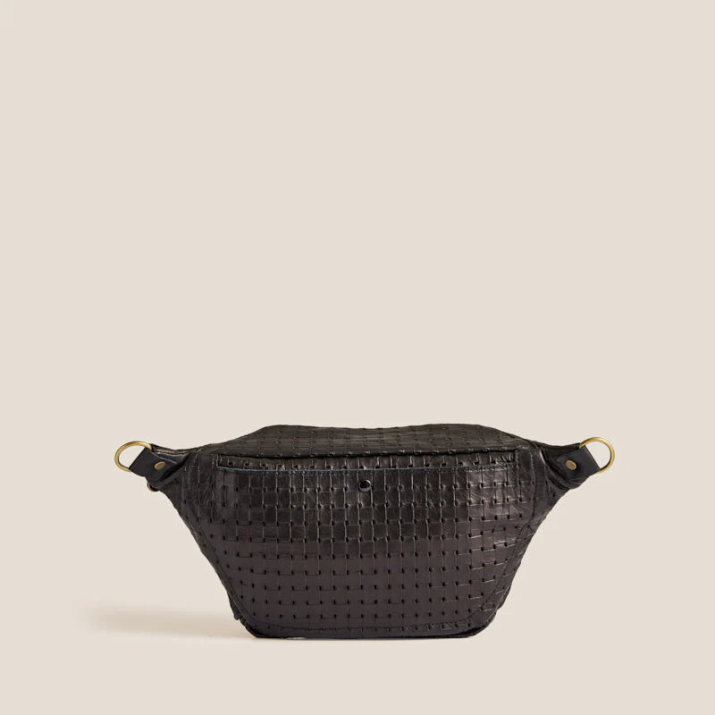 Basketweave Embossed Leather Sling Bag