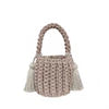 Hand Knitted Mini Bucket Bag Removable Contrast Tassels