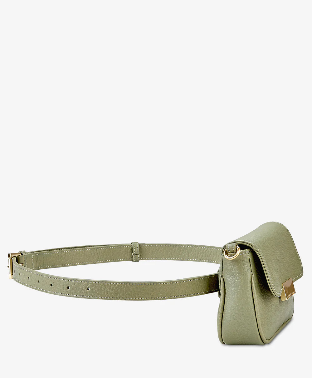 Pebble Grain Flap Lock Belt Bag 3-in-1 Adjustable Crossbody Strap