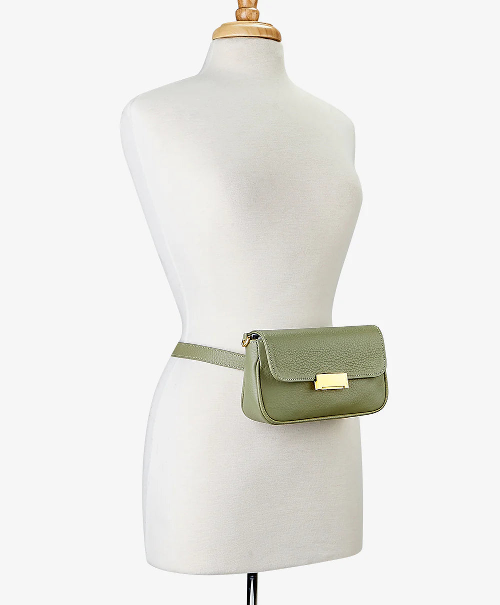 Pebble Grain Flap Lock Belt Bag 3-in-1 Adjustable Crossbody Strap