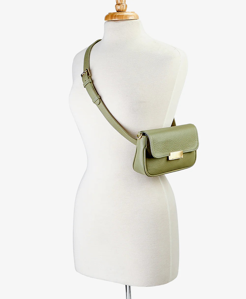 Pebble Grain Flap Lock Belt Bag 3-in-1 Adjustable Crossbody Strap