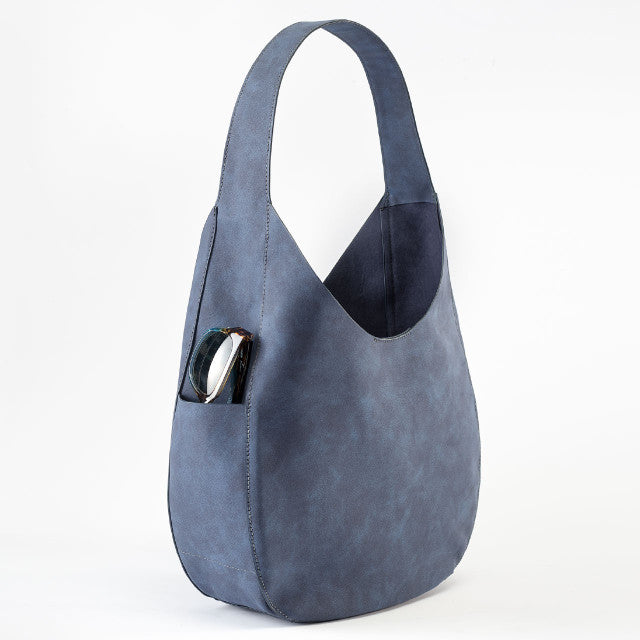 Slouchy Indigo Vegan Suede Hobo Shoulder Bag
