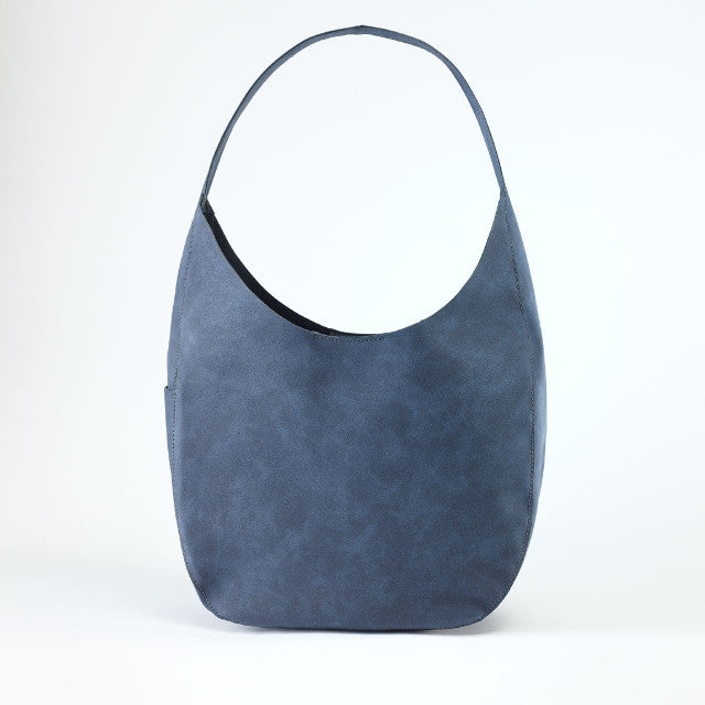 Slouchy Indigo Vegan Suede Hobo Shoulder Bag