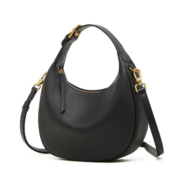Pebble Leather Crescent Hobo Shoulder Bag