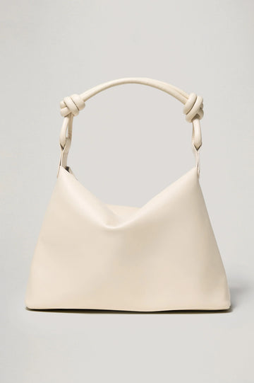 Smooth Leather Knotted Strap Slouchy Hobo Bag