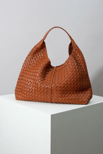 Hand Woven Leather Oversized Hobo Tote Bag