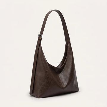 Dark Brown Soft Leather Adjustable Hobo Tote