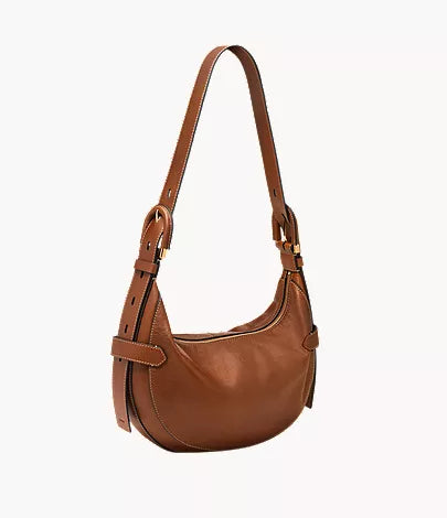 Smooth Leather Adjustable Strap Crescent Hobo Bag