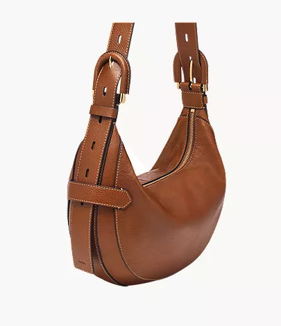 Smooth Leather Adjustable Strap Crescent Hobo Bag