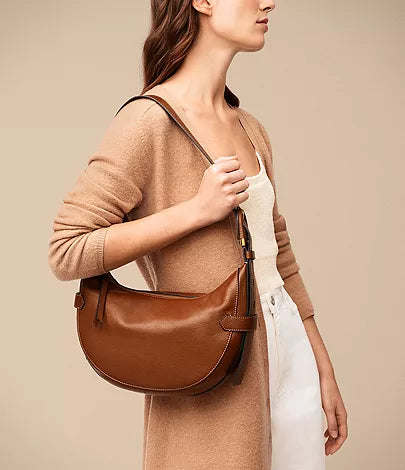 Smooth Leather Adjustable Strap Crescent Hobo Bag