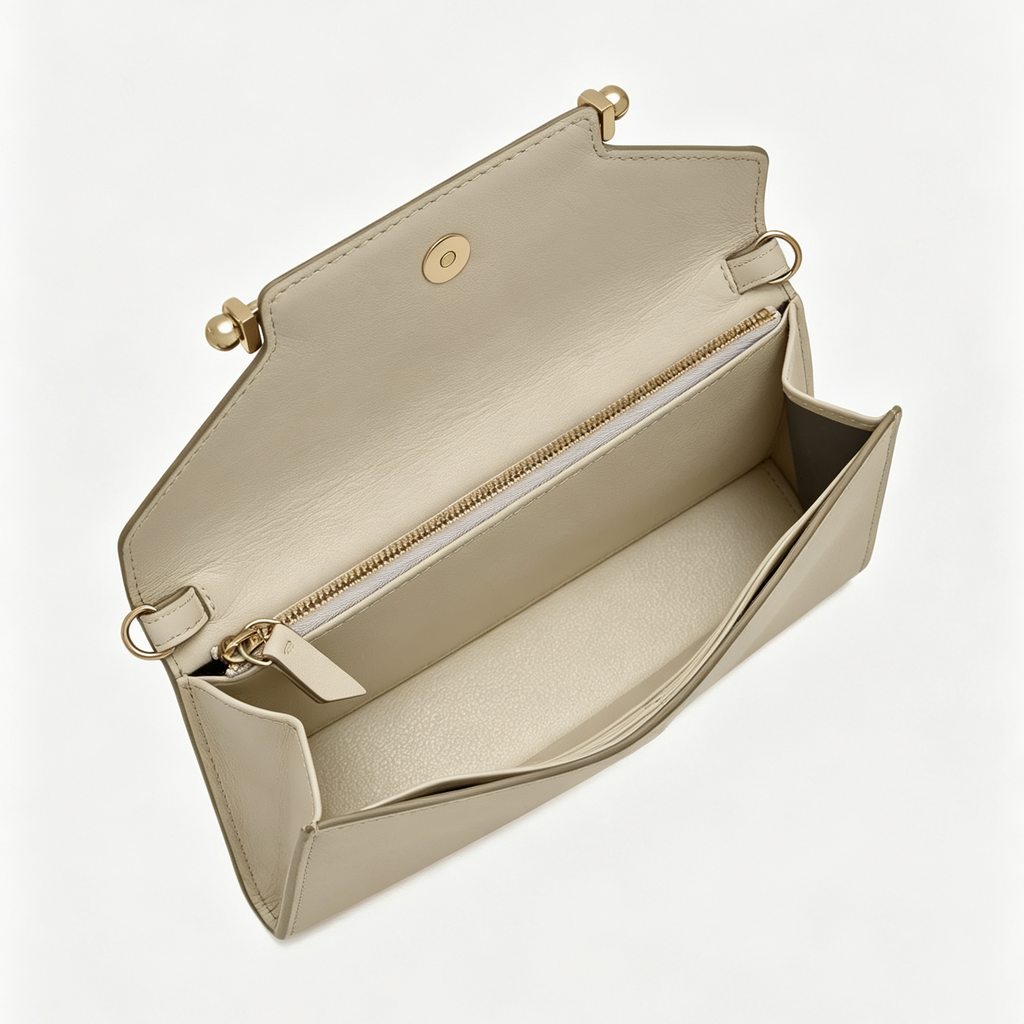 Smooth Leather Bar Hardware Chain Wallet Bag