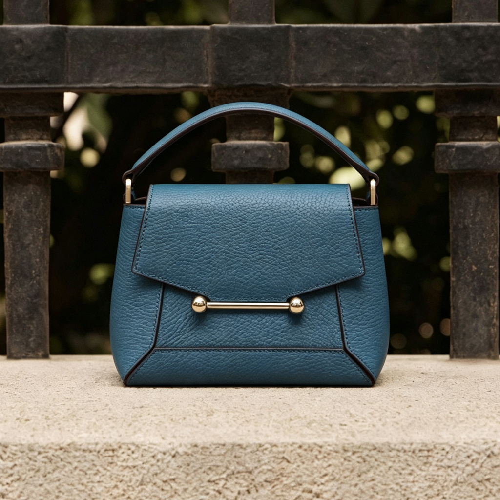 Pebbled Leather Bar Hardware Nano Handbag