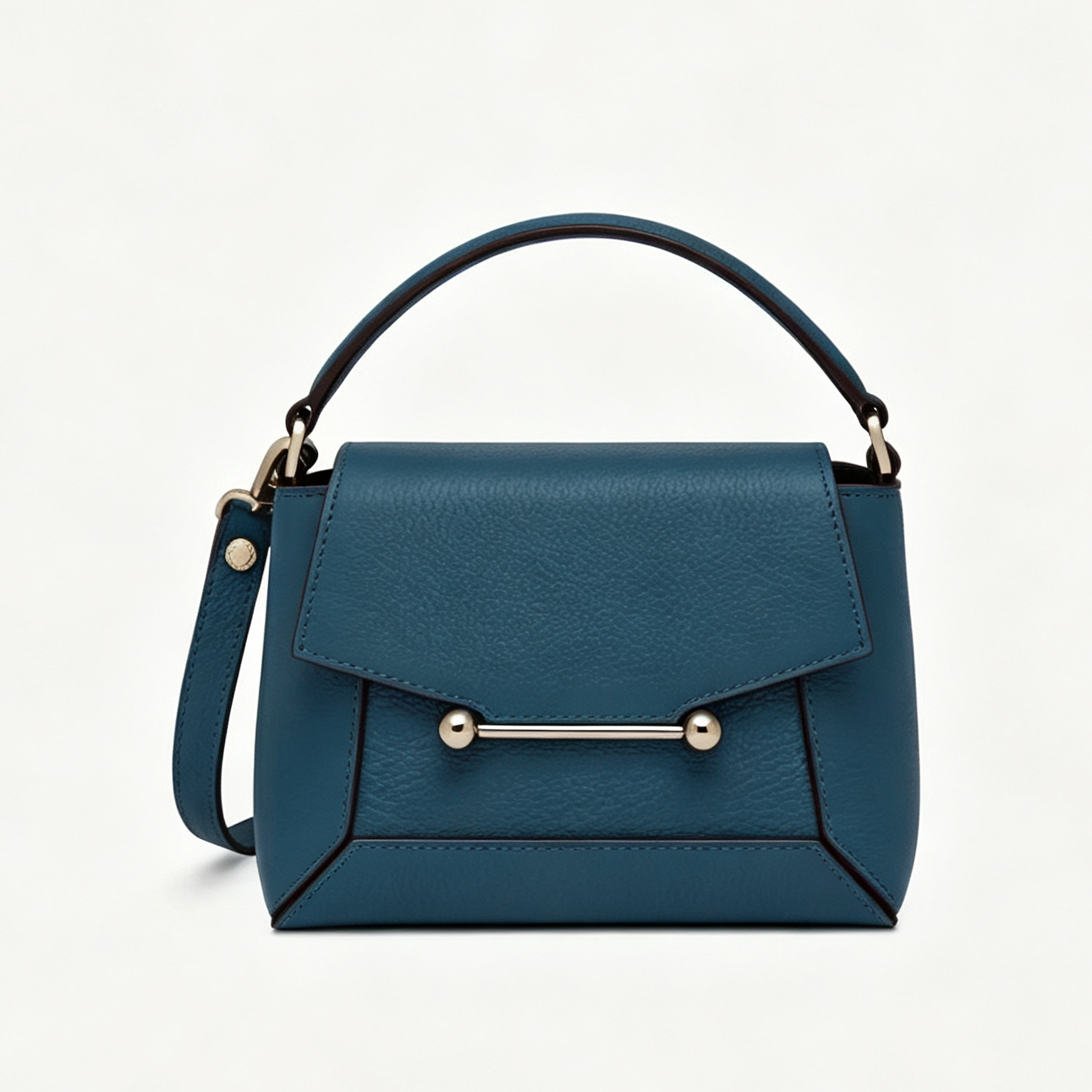Pebbled Leather Bar Hardware Nano Handbag