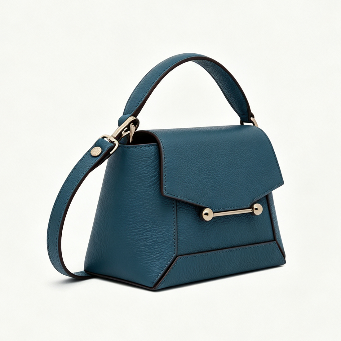 Pebbled Leather Bar Hardware Nano Handbag