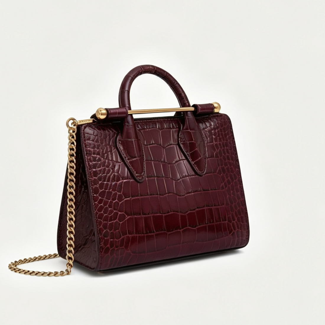 Croc Embossed Leather Music Bar Nano Tote Bag