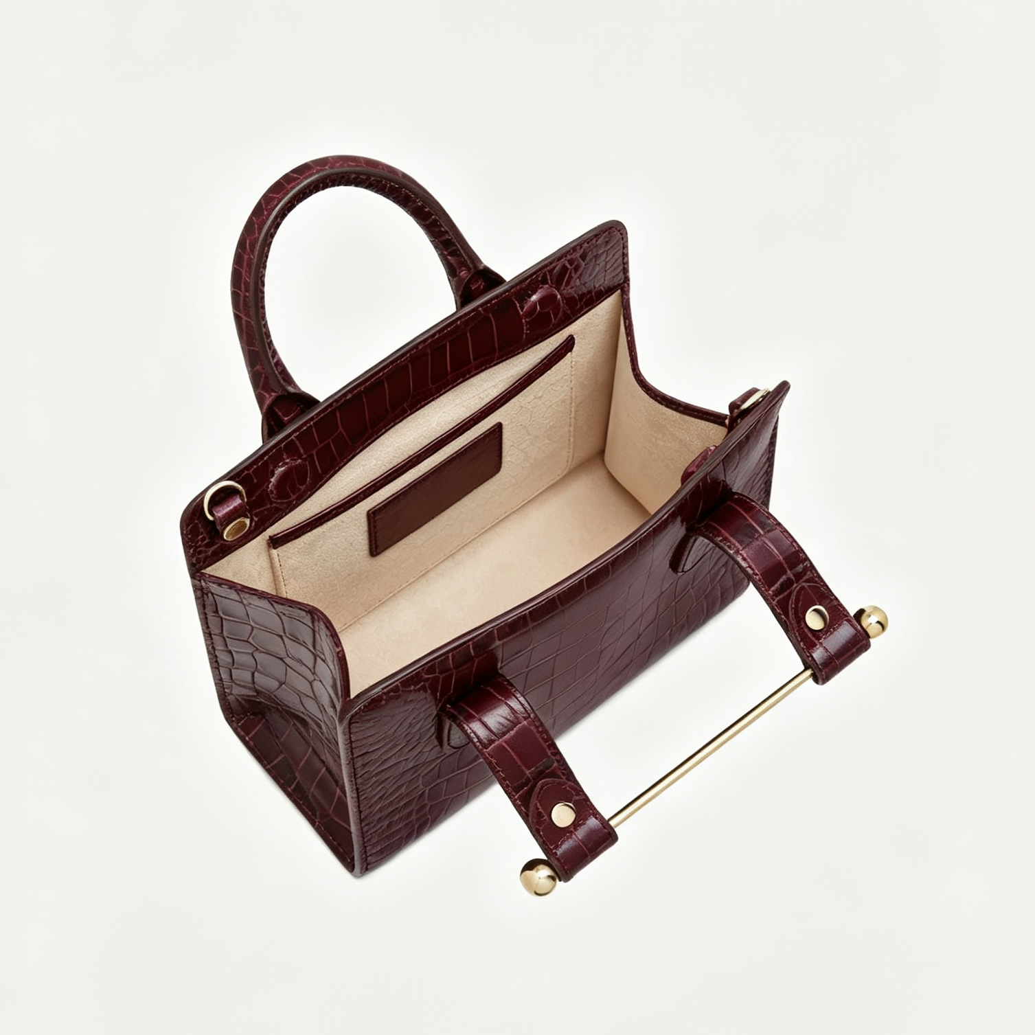 Croc Embossed Leather Music Bar Nano Tote Bag