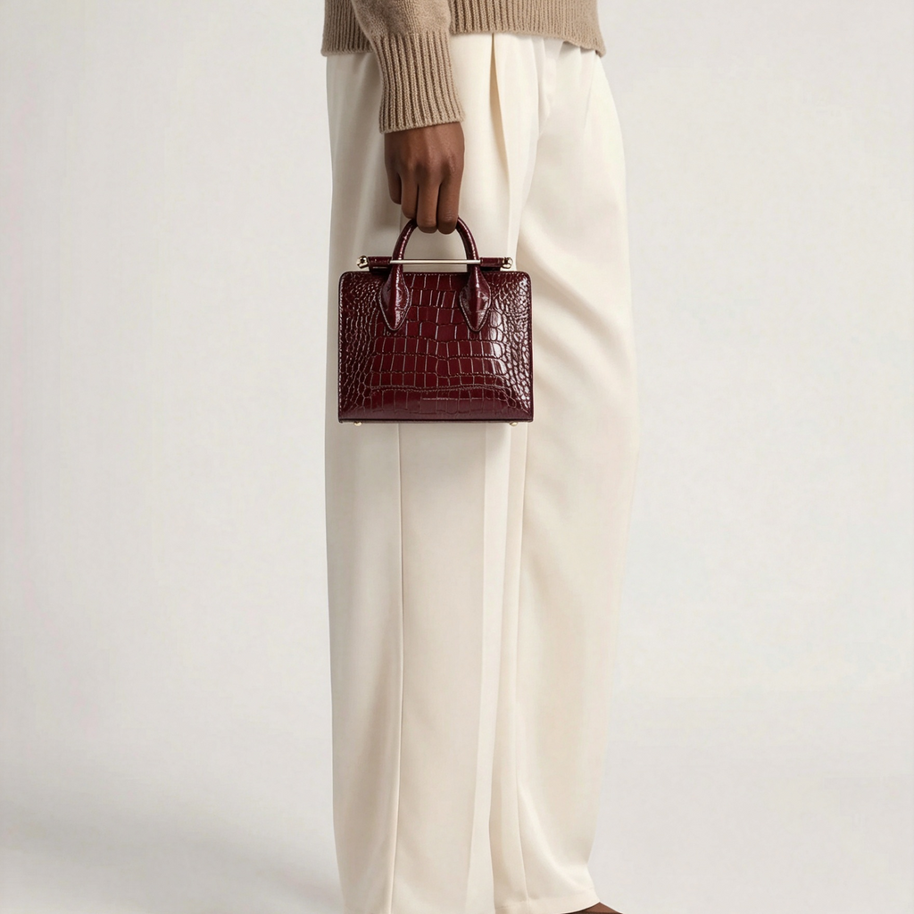 Croc Embossed Leather Music Bar Nano Tote Bag