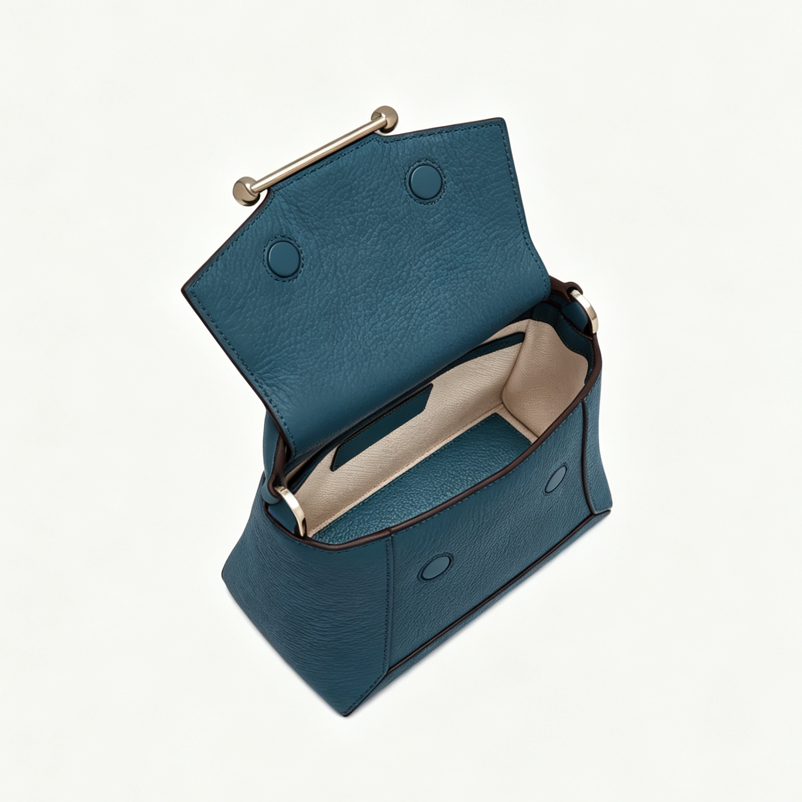 Pebbled Leather Bar Hardware Nano Handbag