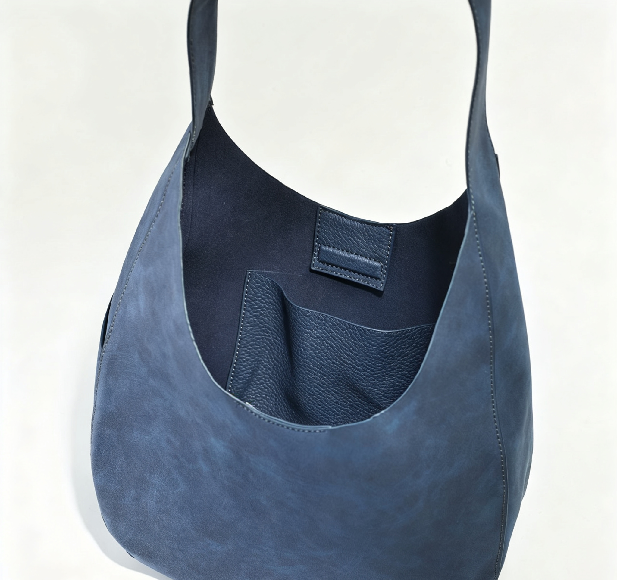 Slouchy Indigo Vegan Suede Hobo Shoulder Bag