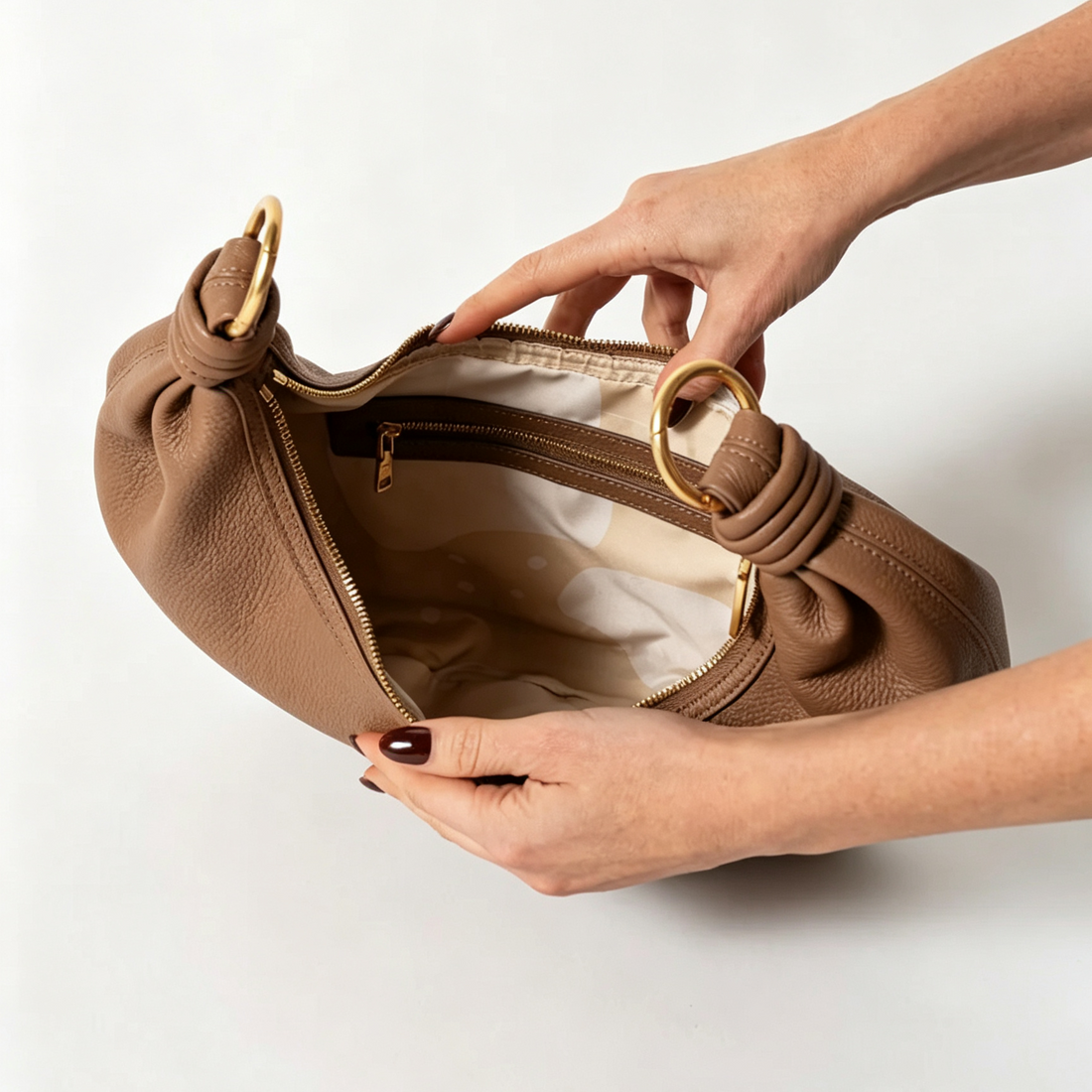 Knotted Pebble Leather Dumpling Hobo Shoulder Bag